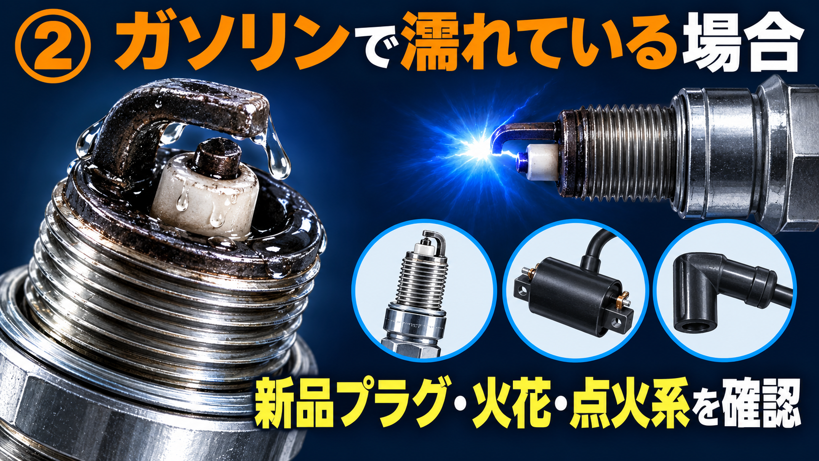 1it 250ccの新品プラグ・火花・イグニッションコイル・プラグキャップ点検図